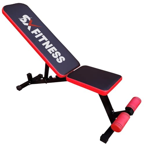 SX Fitness Heavy Duty Adjustable Flat, Incline and Decline Weight Bench for Home Gym, S…