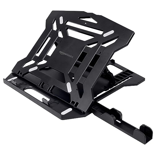 Amazon Basics ABS 2-in-1 Laptop and Mobile Stand, Ergonomic, Adjustable Height, Anti-Sl…