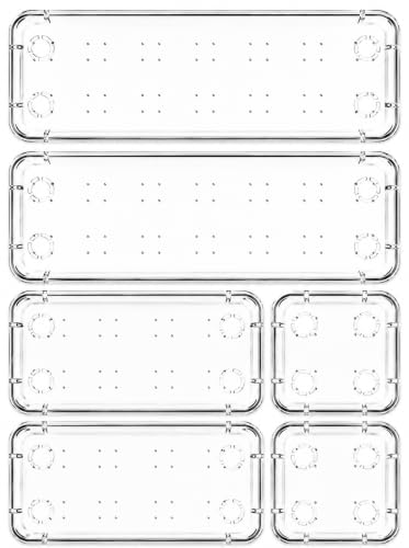 Zollyss Drawer Organizer Set of 6 | BPA Free Plastic Drawer Trays for Kitchen, Bathroom…