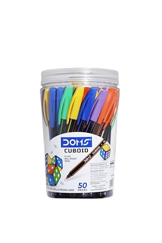 Doms Cuboid 0.6 mm Ball Pen Jar Pack | Square Shaped For Strong & Better Grip | Lightwe…