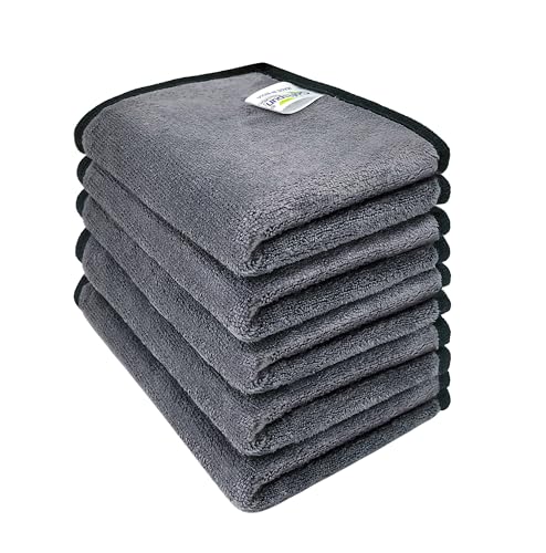 SOFTSPUN Microfiber Super Absorbent Small Wipes, 500 GSM 20X30 Cms 5 Pieces Grey! Silk…