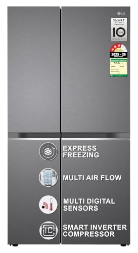 LG 655 L, 3 Star, Frost-Free Smart Inverter Double Door Side-By-Side Refrigerator (GL-B…