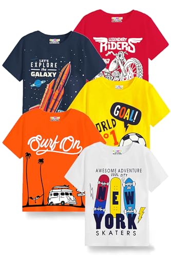 Kuchipoo Boys Regular Fit Cotton T-Shirts (KUC-TSHRT-232, 2-3 Years, Multi-Colored)