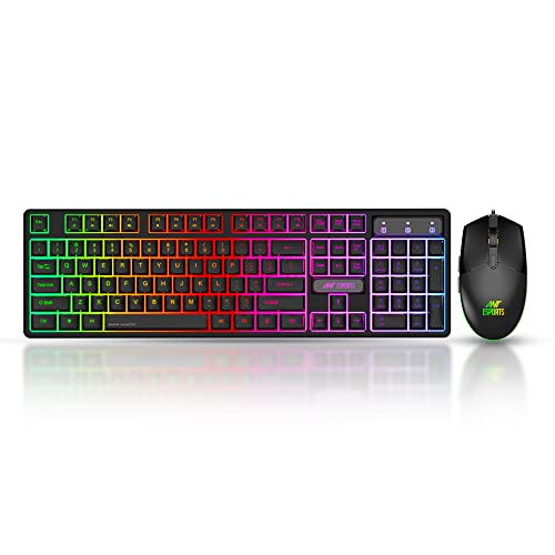 Ant Esports KM1600 Gaming Keyboard & Mouse Combo, Wired Backlit Rainbow LED Keyboard &…