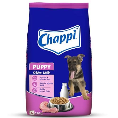 Chappi Puppy Dry Dog Food, Chicken & Milk, 2.8 kg, Complete and Balanced Food for Puppi…
