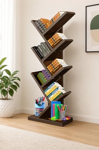 SBF Furniture Engineered Wooden Book Rack,Space Saver Book Shelf for Home Living Room a…