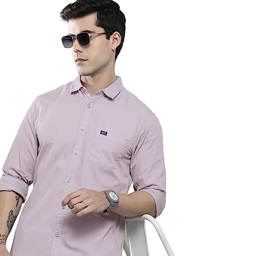 The Indian Garage Co Cotton Men's Slim Fit Shirt (1121-SHPO131-11_Lilac Large)