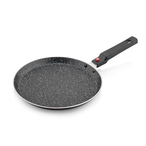Amazon Brand - Solimo Aluminium Non-Stick Dosa Tawa with Detachable Handle| Granite Fin…