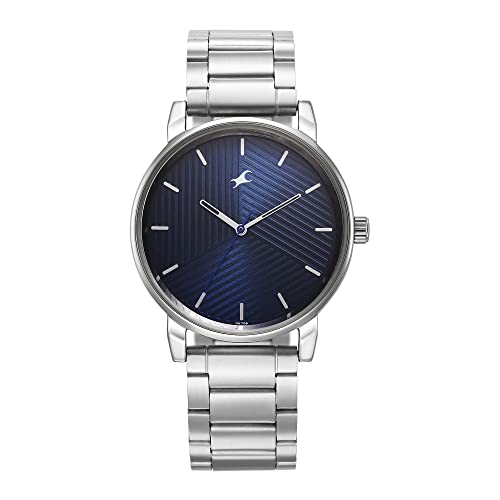 Fastrack Men Stunners Quartz Analog Blue Dial Silver Metal Strap Watch - 3278SM03