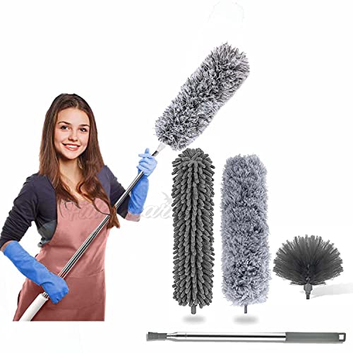 Fulminare 3 in 1 Microfiber Feather Duster 4PCS Bendable & Extendable Fan Cleaning Brus…