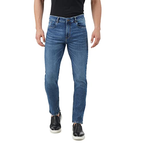 INKD Men's Stretchable Regular Fit Jeans (INDIGO - Sky Why, 36), Mid Rise