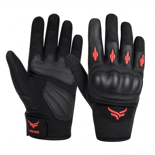 XTRIM Protekt Universal Bike Riding Gloves for Men, Black & Red, Large