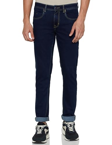 Peter England Men's Mid Rise Premium Skinny Fit Stretchable Jeans Navy Blue, 34