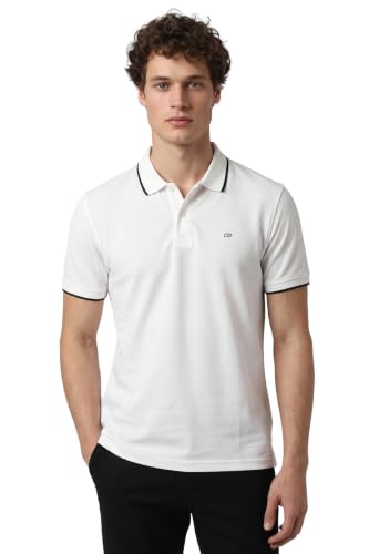 Peter England Men's Snug Fit Solid Polo T-Shirt with Coloured Collar Tipping| Cotton Ri…