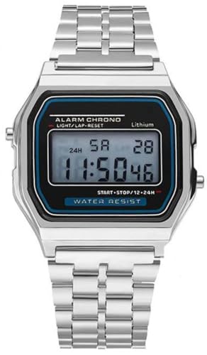 Acnos® Premium Brand Digital Silver Vintage Square Dial Unisex WR70ist Stainless Steel…