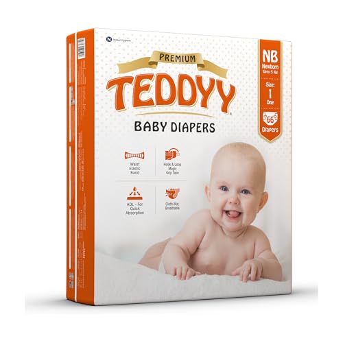 TEDDYY Premium Baby NB Size Diaper Tape Style | 66 Count (New Born) | 2-5 kgs (Pack of…