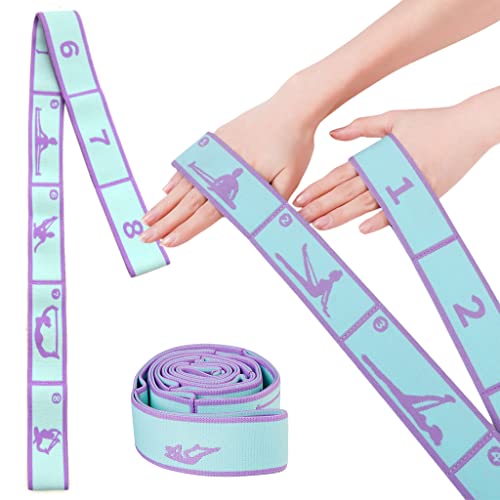 Proberos® Yoga Belt for All People, 8 Loops Stretching Strap with Printed
