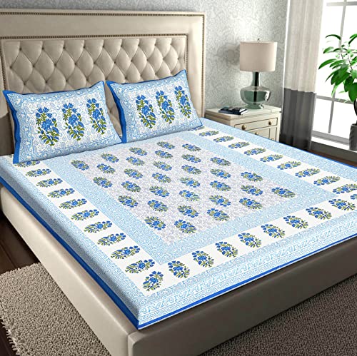 RajasthaniKart® Ethnico Pure 100% Cotton Double Bed Sheet with 2 Pillow Covers (Bedshee…