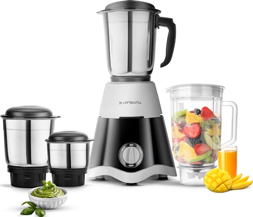 Longway Super Dlx Juicer Mixer Grinder | Up to 750W Max Output Powerful Motor | 4 Jars…