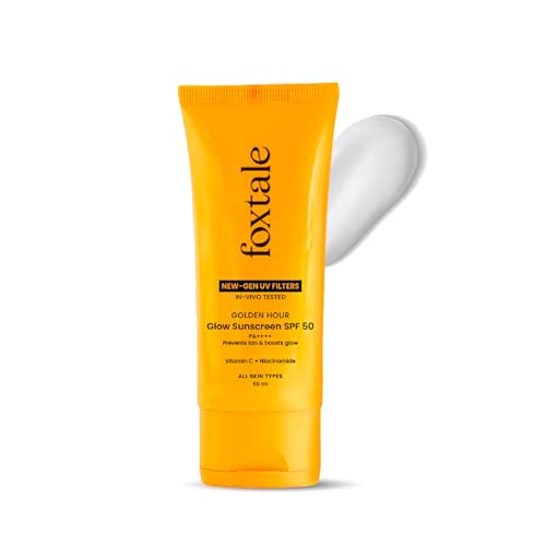Foxtale Glow Sunscreen SPF 50 PA++++ with Vitamin C & Niacinamide, in-Vivo Tested, Sens…