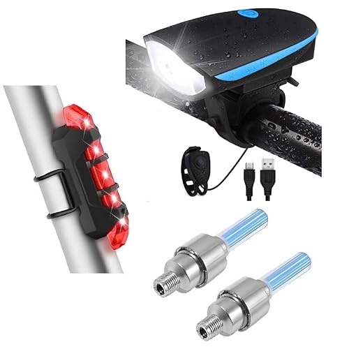 BLACKBELL Bicycle Combo of Front Cycle Light Back Tail Light and Tyre Valve Light LED F…
