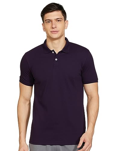 Max Men's Half Sleeves Relaxed Fit Polo Neck T-Shirt (Purple_XL)