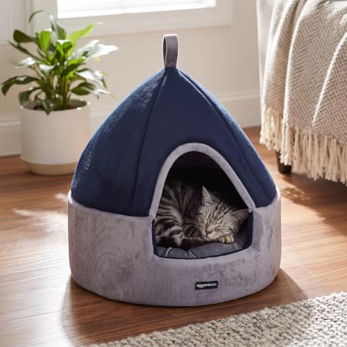 Amazon Basics Premium Soft Velvet Fabric Dual Color Pet Hut with Center Pillow | for Ca…