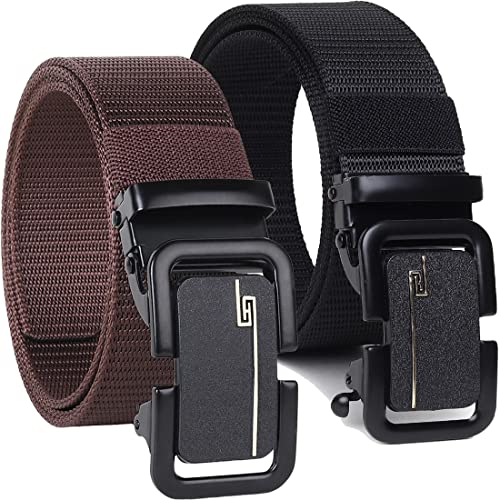 sunshopping Men’s Formal/Causal Automatic Push Lock Nylon Woven Belt Combo Set for Men…