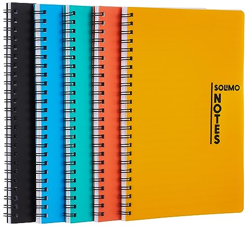 Amazon Brand - Solimo Notebooks, Spiral-Bound, Lightweight, Vibrant Colours (A5, 100 Pa…