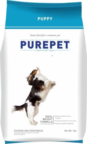 Purepet Puppy Dry Dog Food 1kg | Chicken & Vegetable Flavour | Promotes Health & Vitali…