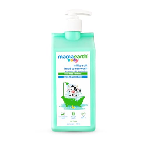 Mamaearth Milky Soft Head to Toe Wash With Oats, Milk, and Calendula for Babies | pH 5.…