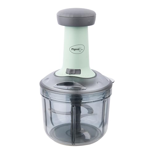 Pigeon Press Chopper 900ml, Manual Hand Press Push Chopper with 3 Blades for Effortless…