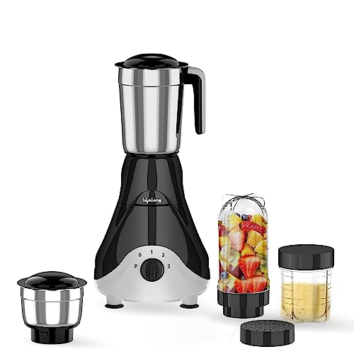 Lifelong Mixer Grinder for Kitchen - 4 Jars 500 Watt Mixie - 2 Nutri bullet Jars for Sm…