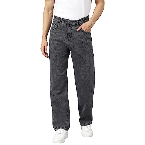 KOTTY Men's Cotton Lycra Blend Relaxed Fit Mid Rise Jeans Jet Black