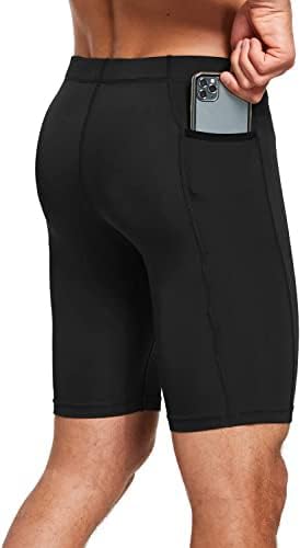 NEVER LOSE Gym Compression Men's Skin Tight Shorts with Mobile Pocket for Gym, Running,…