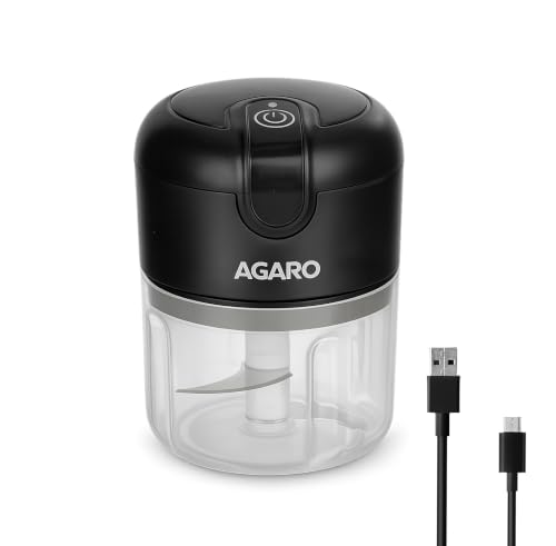 AGARO Elite Rechargeable Mini Electric Chopper, Food Grade Bowl, Stainless Steel Blades…