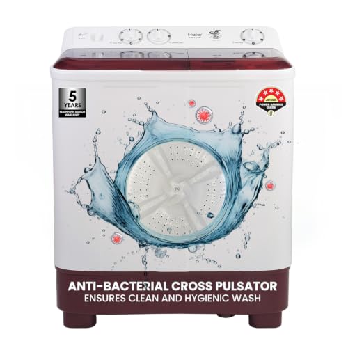 Haier 7 Kg 5 Star Semi Automatic Top Load Washing Machine with Anti Bacterial Cross Pul…
