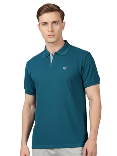 Lux Cozi Men's Pack of 1 Emerald Regular Fit Polo Neck Half Sleeve Solid Casual T-Shirt…