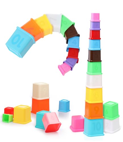 FIRSTCRY INTELLISKILLS Premium 10 Pcs Stackable Blocks&Sequencing Cubes Toy for Kids, A…