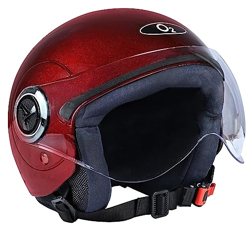 O2 Open Face / Half face Helmet Unisex for Bike Women Men ISI Certified with Clear Viso…