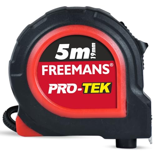 FREEMANS PRO-TEK 5m:19mm Steel Inchi Pocket Measuring Tape with Non Slip Rubber covered…