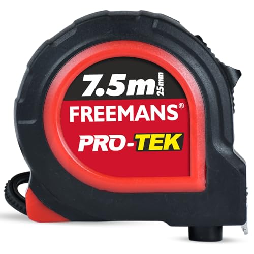 FREEMANS PRO-TEK 7.5m:25mm Steel Inchi Pocket Measuring Tape with Non Slip Rubber cover…
