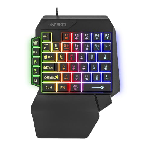 Ant Esports MK1001 V2 One Hand Wired Gaming Keyboard, 40 Keys, Multicolor LED Backlit,…