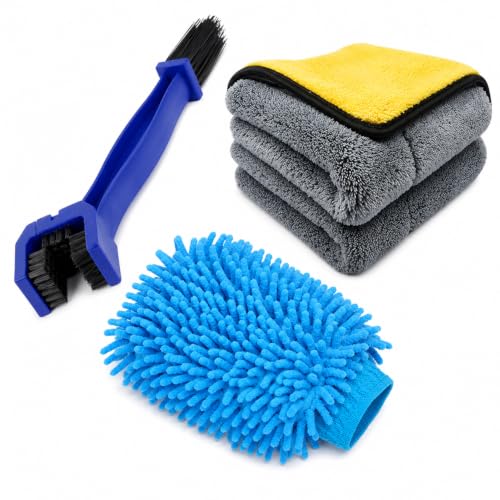 MT Bike Cleaning Kit Bike Bike Chain Brush-1, Microfiber Glove-1,Microfiber Cloth-1,