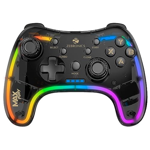 Zebronics MAX FURY Transparent RGB LED Illuminated Wired Gamepad for Windows PC, Androi…