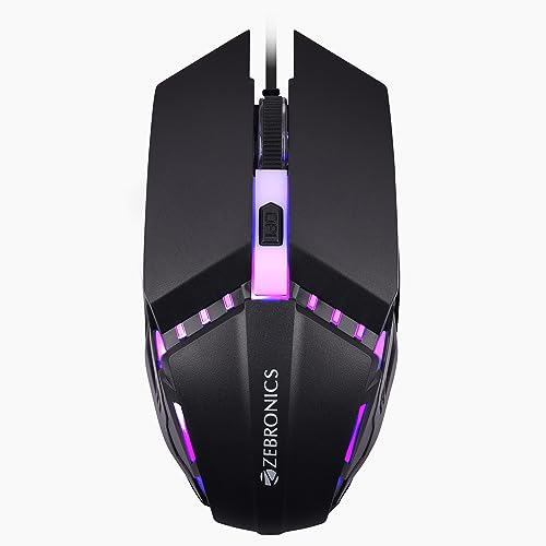 ZEBRONICS PHERO Wired Gaming Mouse with up to 1600 DPI, Rainbow LED Lights, DPI Switch,…