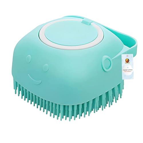 Foodie Puppies Dog Bath Brush Body Scrubber Shampoo Dispenser Tick Remover - (Silicone…