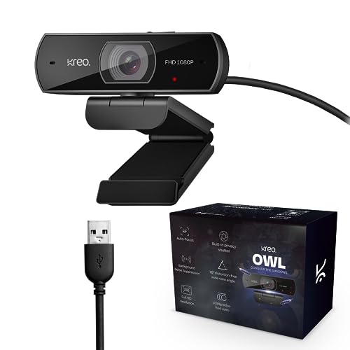 Kreo Owl Full HD 1080P 60 FPS Webcam, Black