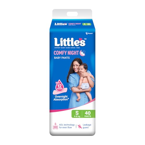 Little's Baby Diapers S Size (Small) Pants Style | 4-8 kg | 40 Count | Comfy Nights Bab…
