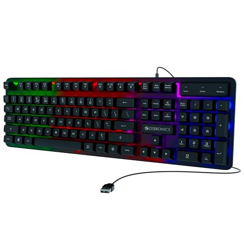 ZEBRONICS Transformer K1 Premium Gaming Keyboard with 104 Keys, 1.7m Cable, Laser Keyca…